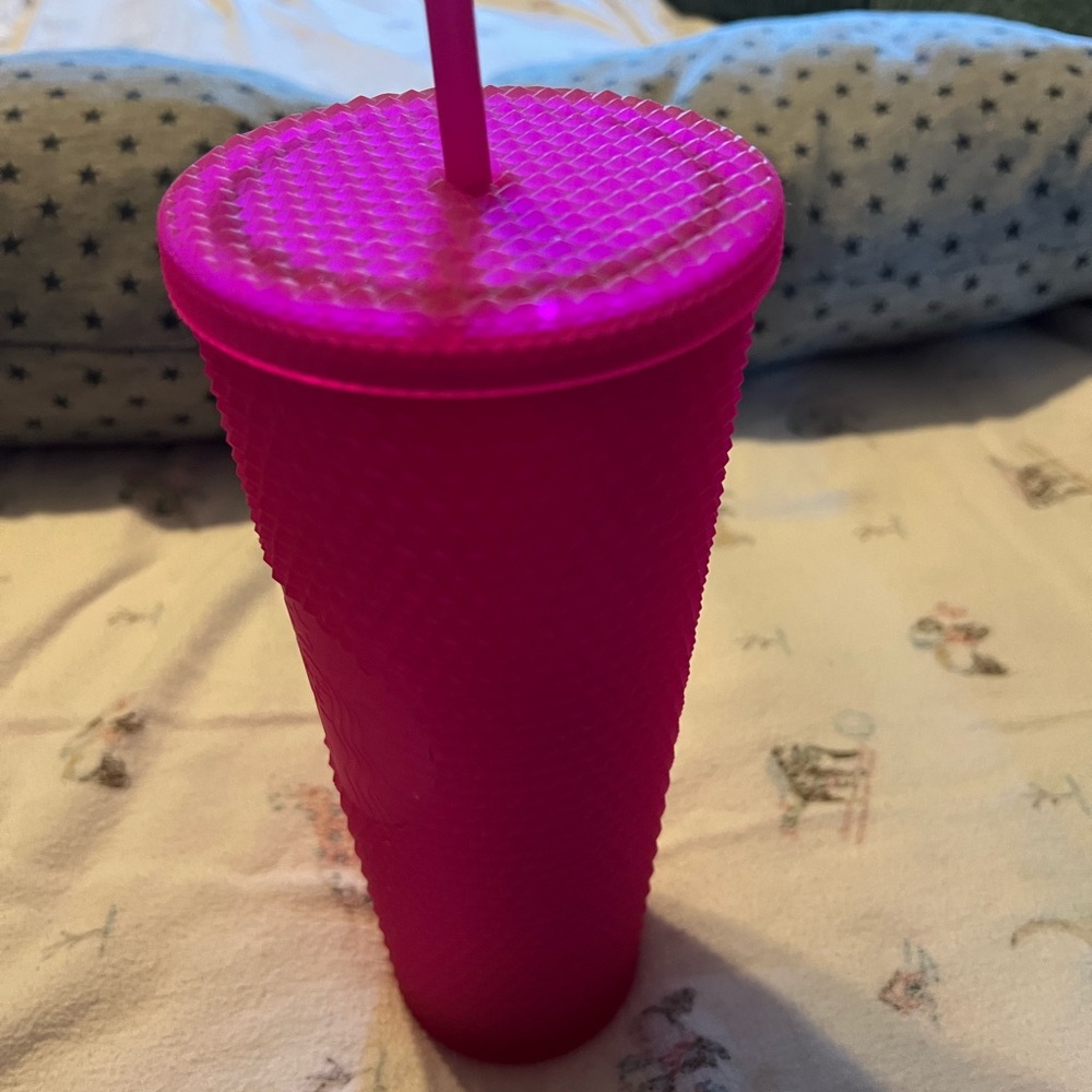 Vibrant Pink Tumbler with Straw
